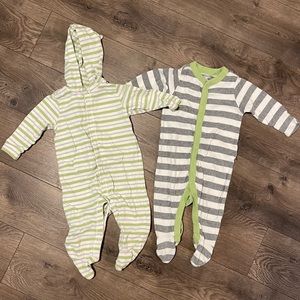 Two Old Navy Gender Neutral One Piece Footies - 6-12 Months